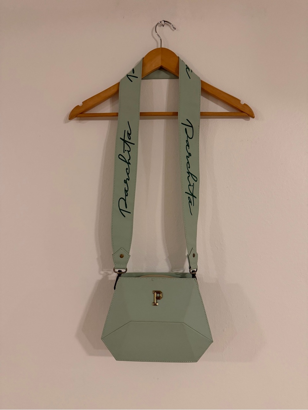 Pale Mint Crossbody Bag with Signature Strap by